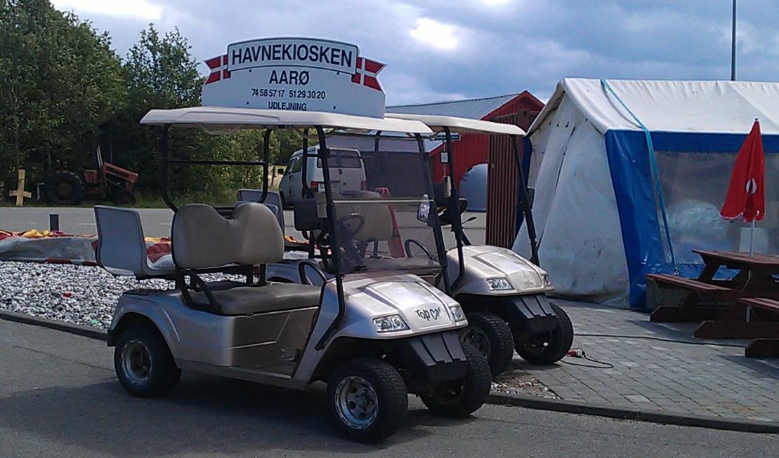 Golfcarts for rent on Aaro, Denmark.